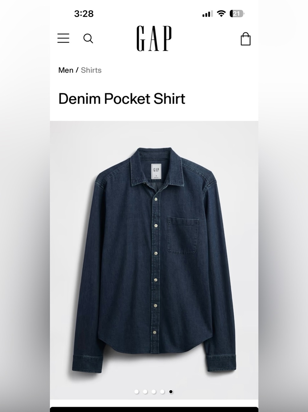 GAP Dark Blue Denim Button-Down Shirt with Pocket